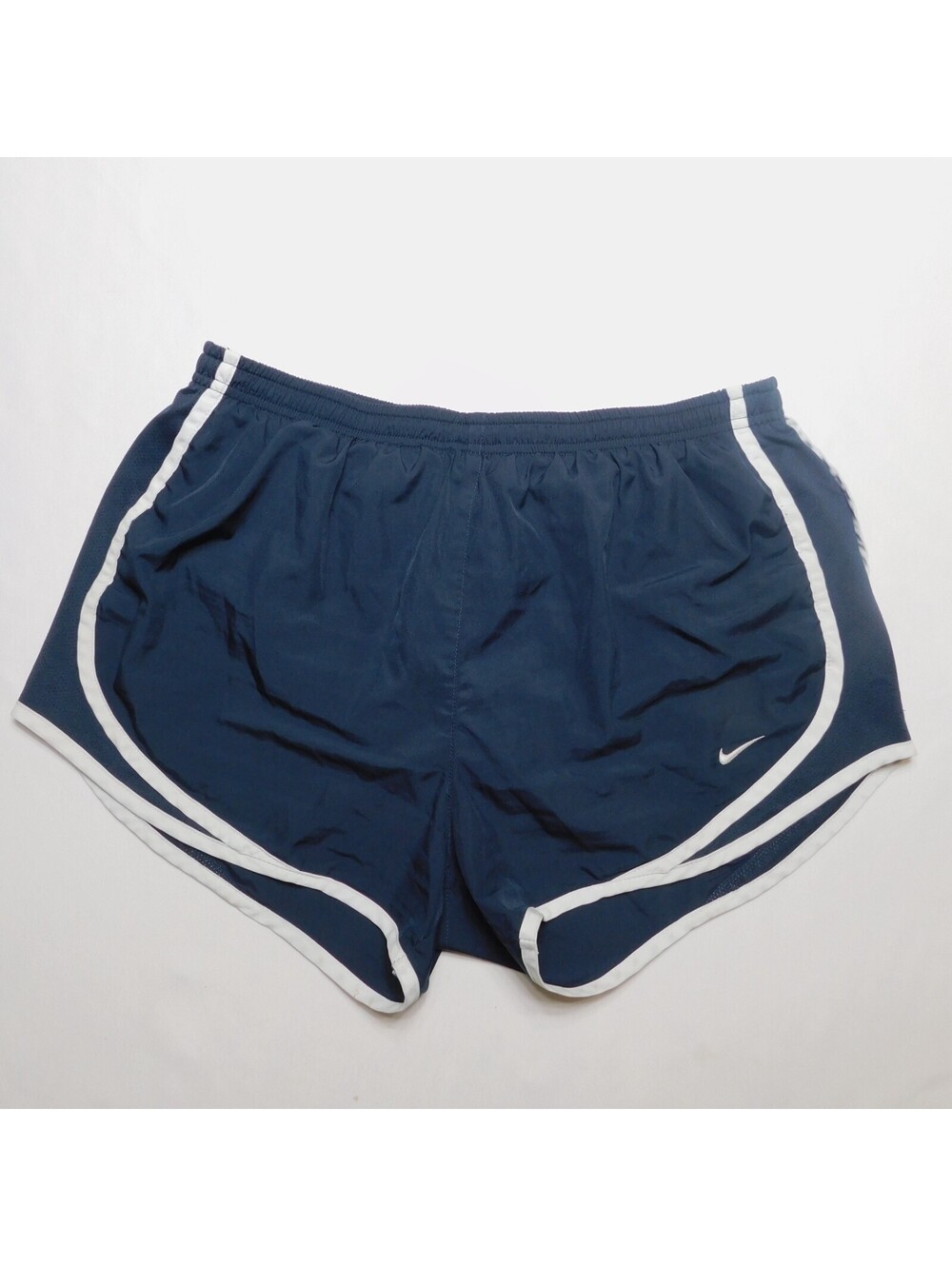 Nike Tempo Running Shorts Womens Size M Medium Navy Blue White Trim Dri-Fit